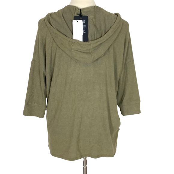 Chaser Hooded Green Knit Top Short Sleeve Small - Picture 2 of 7